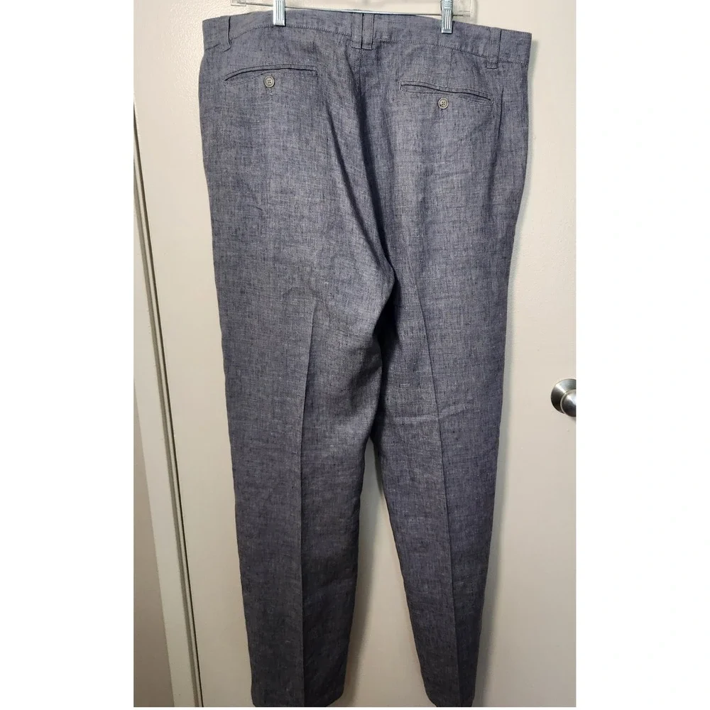 Territory Ahead Men's Sz 40x33 Blue Chambray Linen‎ Spandex Flat Front Chinos